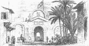 Porta Famagusta in 1878 (old print), Nicosia, Cyprus.